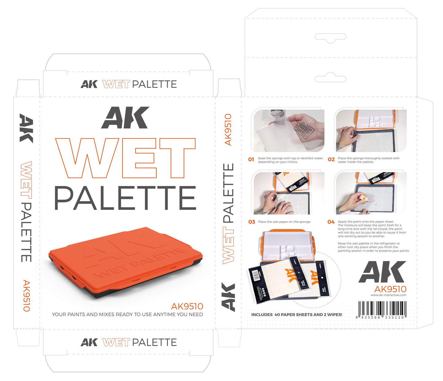 AK Tool AK9510 Wet Palette (Includes 40 Papers + 2 Wipes)