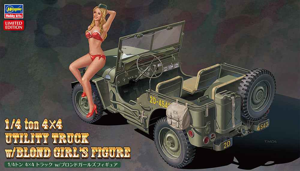 Hasegawa - Model Kit - 1/4 ton 4x4 Utility Truck w/Blond Girl's Figure