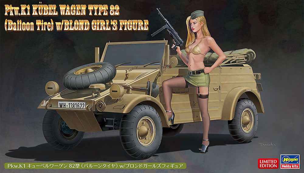 Hasegawa - Model Kit - Pkw.K1 Kübelwagen Type 82 (Balloon Tire) w/Blonde Girl's Figure