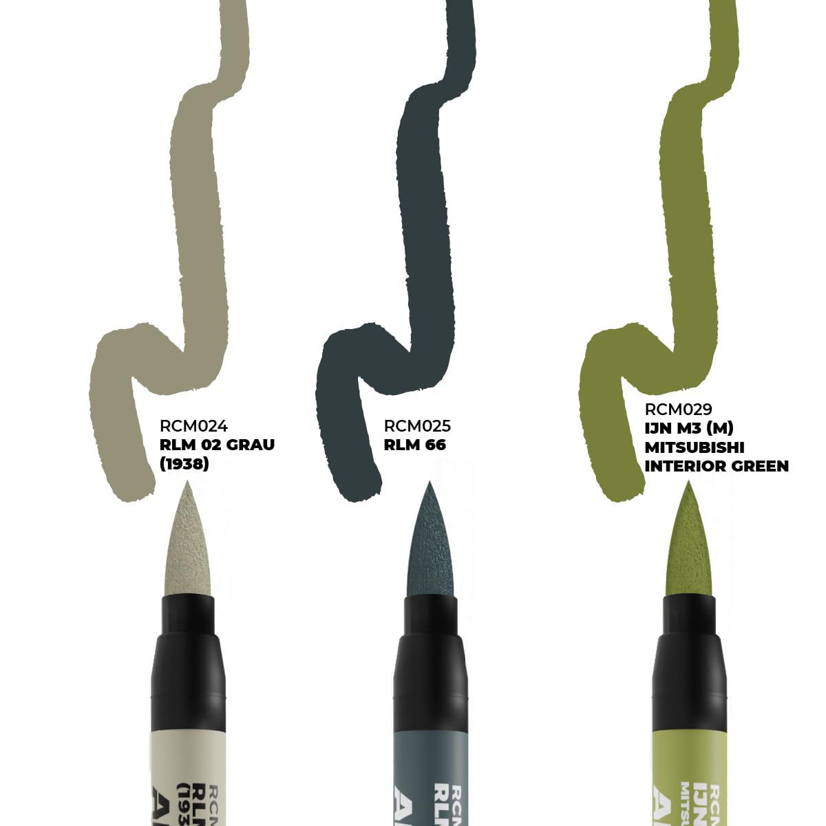 AK REAL COLORS MARKER SET RCM110 WWII AXIS AIRCRAFT COCKPIT COLORS (3pcs)