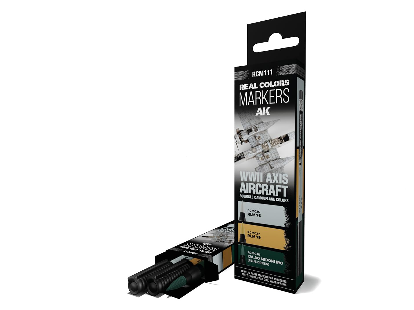 AK REAL COLORS MARKER SET RCM111 WWII AXIS AIRCRAFT SQUIGGLE CAMOUFLAGE COLORS (3pcs)