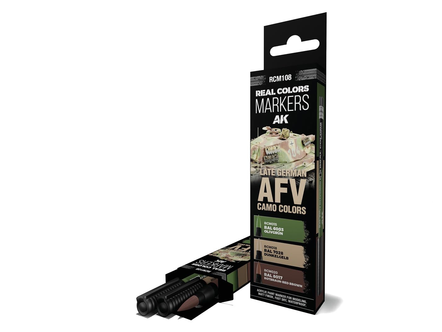 AK REAL COLORS MARKER SET RCM108 LATE GERMAN AFV CAMO COLORS (3pcs)