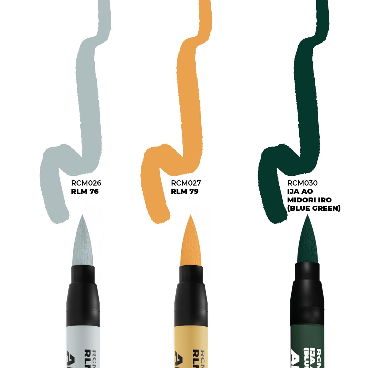 AK REAL COLORS MARKER SET RCM111 WWII AXIS AIRCRAFT SQUIGGLE CAMOUFLAGE COLORS (3pcs)