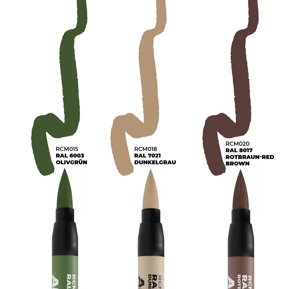 AK REAL COLORS MARKER SET RCM108 LATE GERMAN AFV CAMO COLORS (3pcs)