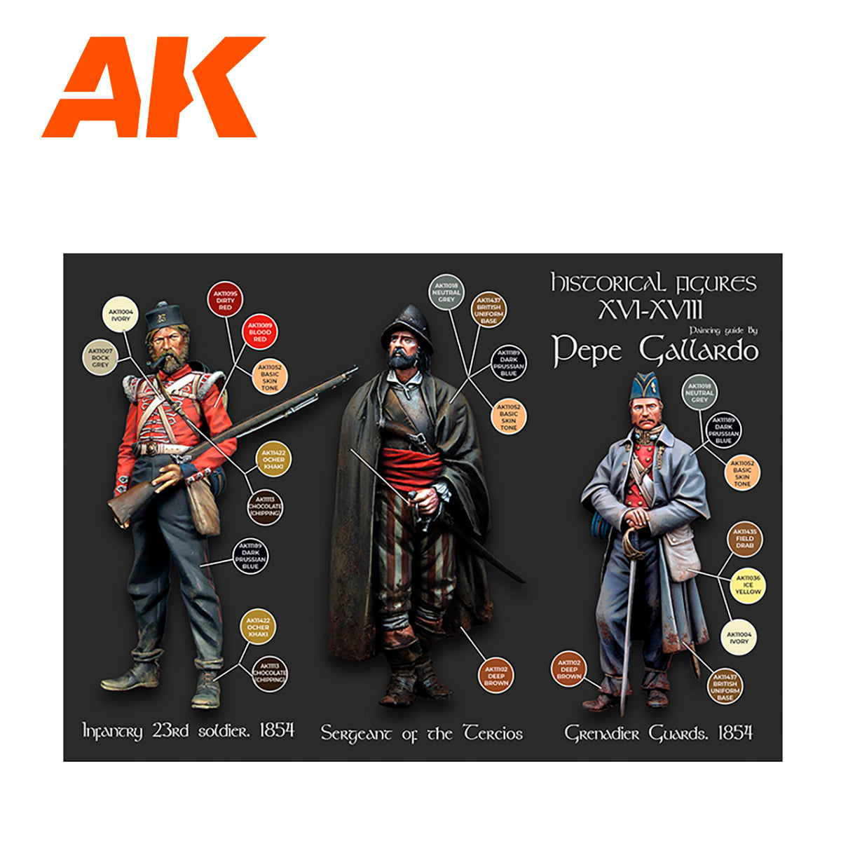 AK Interactive - 3GEN - Historical Figures XVI-XVIII Signature Set by Pepe Gallardo AK11762
