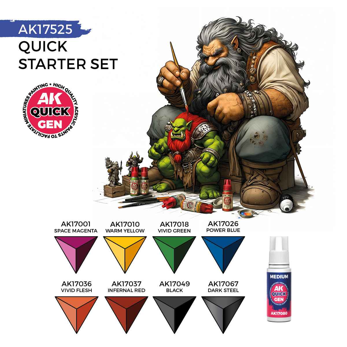 AK Interactive - Quick Gen - (8 QUICK GEN + 1 MEDIUM + 1 FREE BRUSH) AK17525