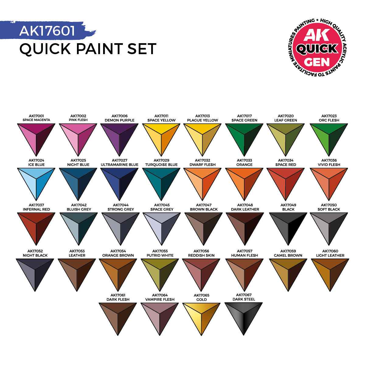 AK Interactive - Quick Gen - (36 QUICK GEN COLORS +2 FREE BRUSHES) AK17601