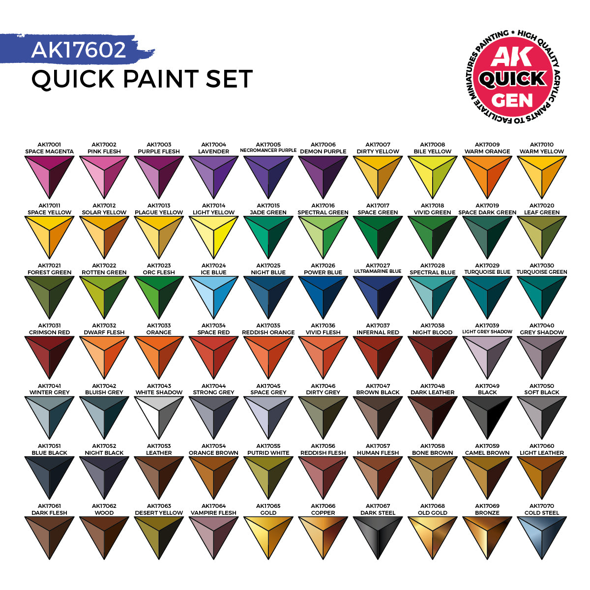 AK Interactive - Quick Gen - (72 QUICK GEN +2 MEDIUM 18ML +2 FREE BRUSHES) AK17602