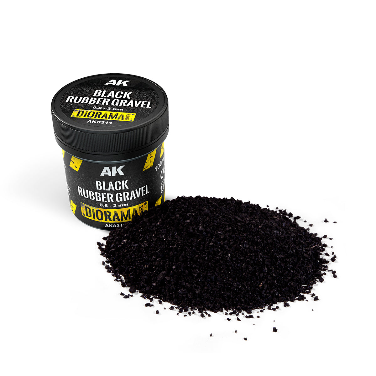 AK Interactive - Diorama - Black Rubber Gravel 0.8-2mm (100ml) AK8311