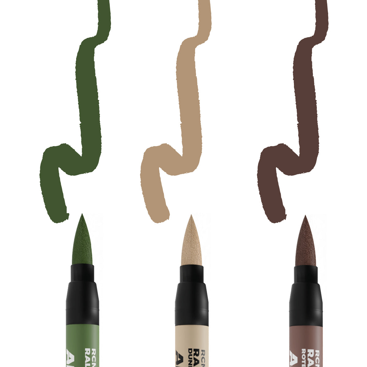 AK Interactive - Real Colors Marker Set - LATE GERMAN AFV CAMO COLORS (3pcs) RCM108