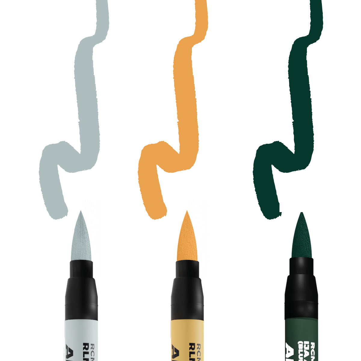 AK Interactive - Real Colors Marker Set - WWII AXIS AIRCRAFT SQUIGGLE CAMOUFLAGE COLORS (3pcs) RCM111