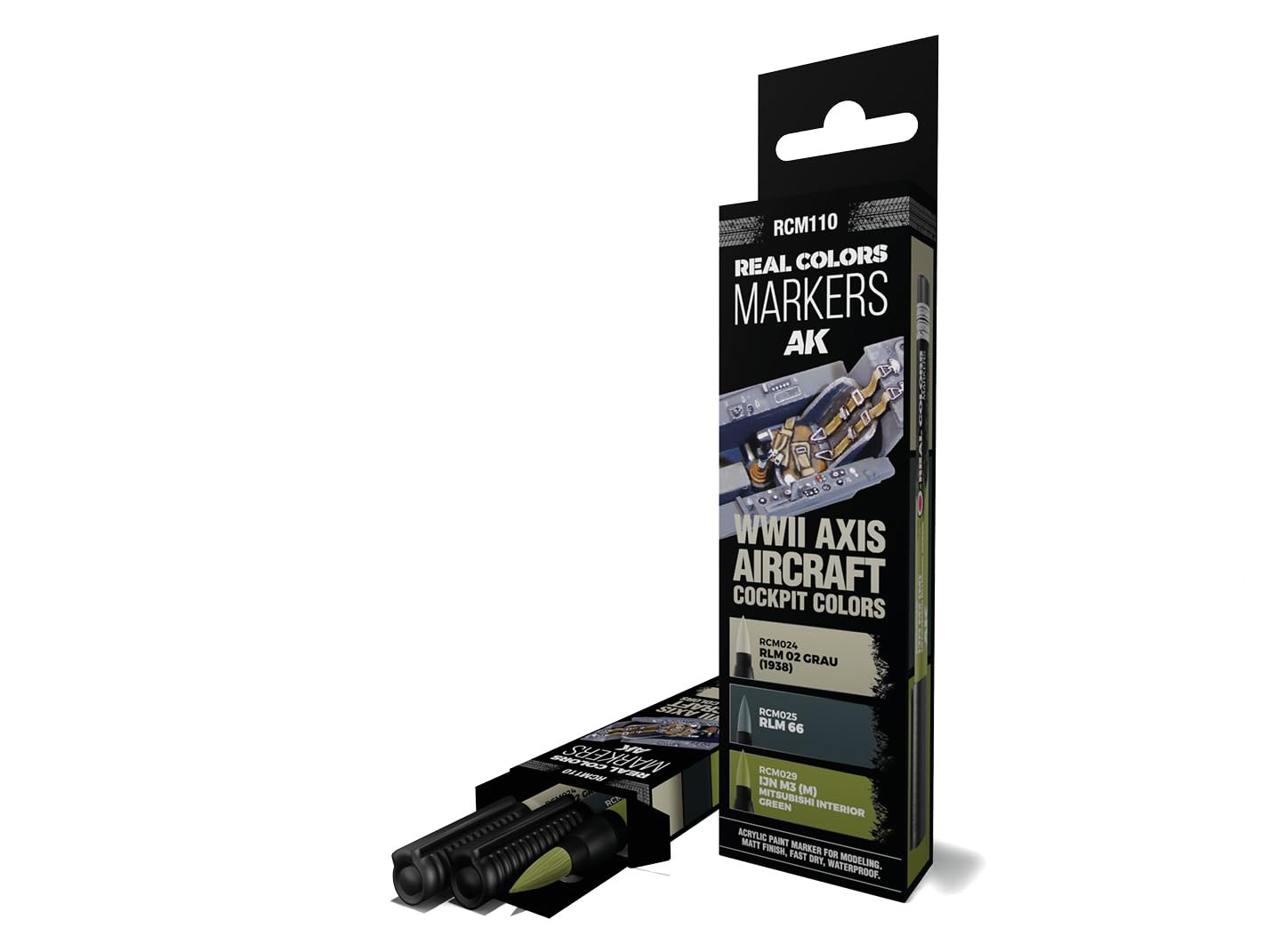 AK REAL COLORS MARKER SET RCM110 WWII AXIS AIRCRAFT COCKPIT COLORS (3pcs)