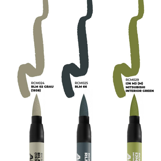 AK REAL COLORS MARKER SET RCM110 WWII AXIS AIRCRAFT COCKPIT COLORS (3pcs)