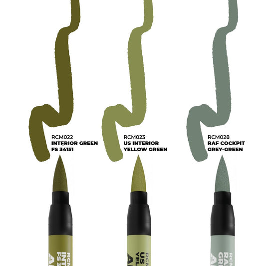 AK REAL COLORS MARKER SET RCM109 WWII ALLIED AIRCRAFT COCKPIT COLORS (3pcs)