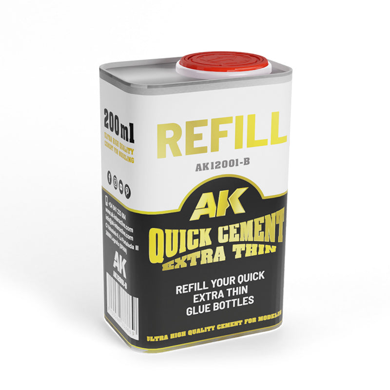 AK Interactive - Tools - 200 ML. REFILL – QUICK CEMENT EXTRA THIN AK12001-B