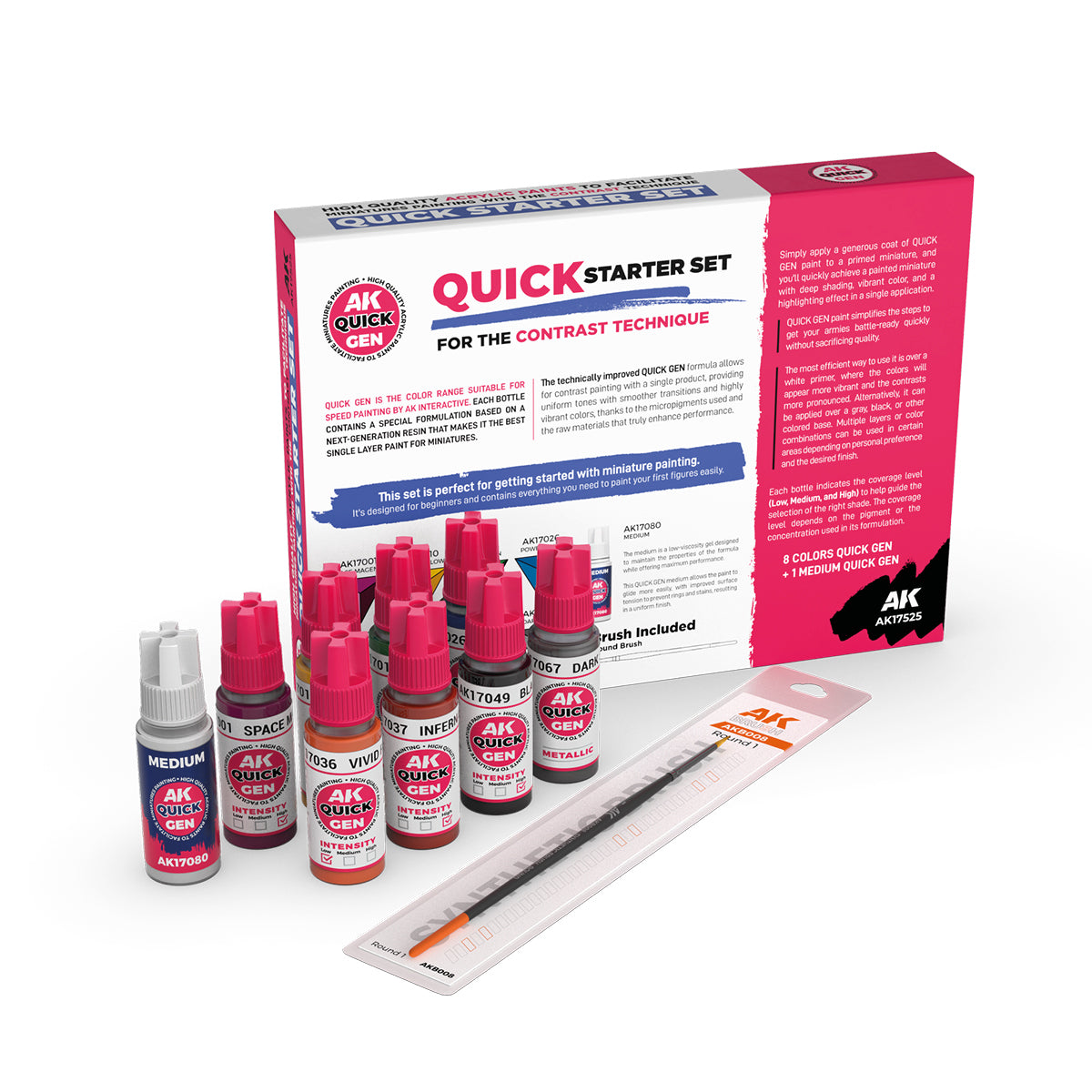 AK Interactive - Quick Gen - (8 QUICK GEN + 1 MEDIUM + 1 FREE BRUSH) AK17525