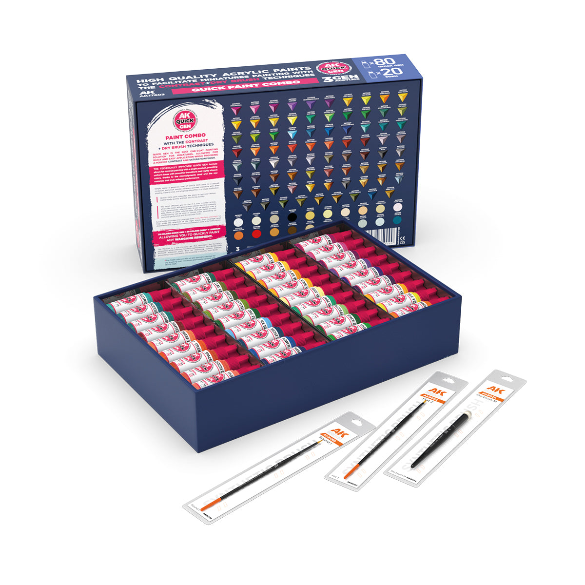 AK Interactive - Quick Gen - (80 QUICK GEN +20 3GEN +3 FREE BRUSHES +1 MEDIUM 18ML) AK17603