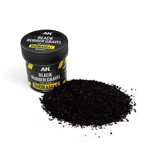 AK Interactive - Diorama - Black Rubber Gravel 0.8-2mm (100ml) AK8311