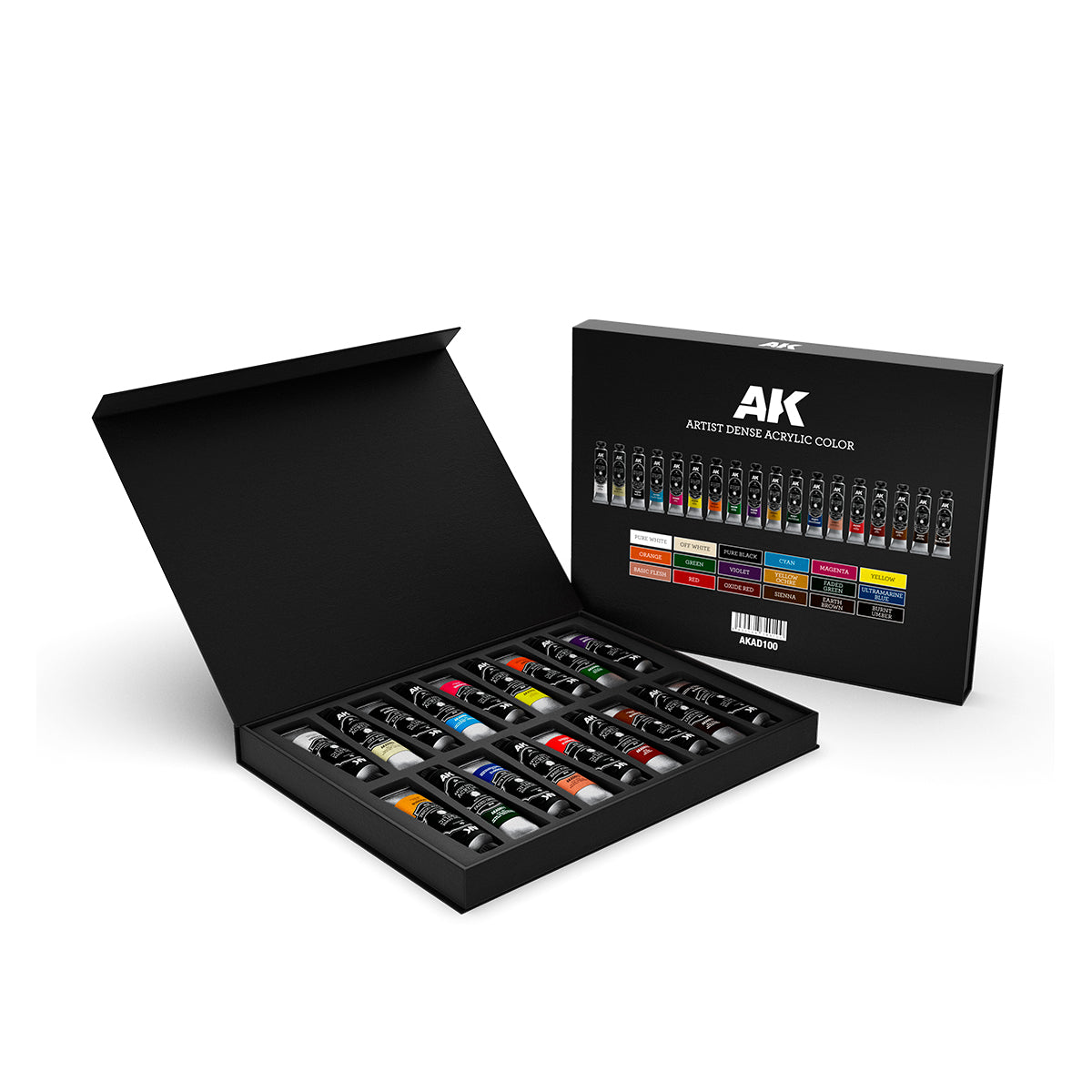 AK Interactive - Paint - DELUXE EDITION BOX “18 BASIC COLORS” – ARTIST DENSE ACRYLIC COLOR AKAD100